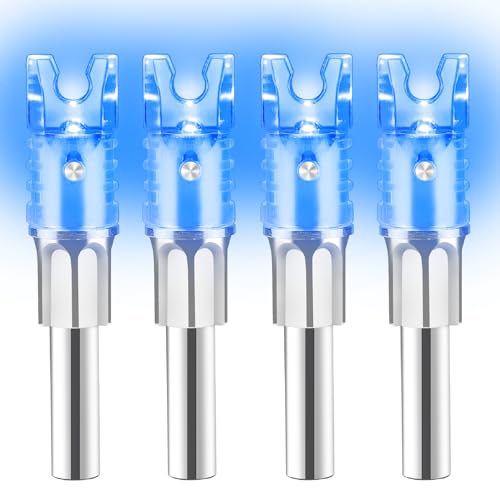 DEEPOWER Lighted Nocks for Crossbow Bolts 4 PCS Easy Pull Up/Down Switch High-Visibility LED Hutting Arrow Nocks Fits .300"/7.62mm Inside Diameter for Archery Hunting