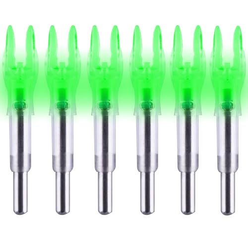DEEPOWER Lighted Nocks X/5.2mm 6 PCS LED Arrow Nock Universal for Arrows with .204 .233 .244 .246 Inside Diameter, Screwdriver Included