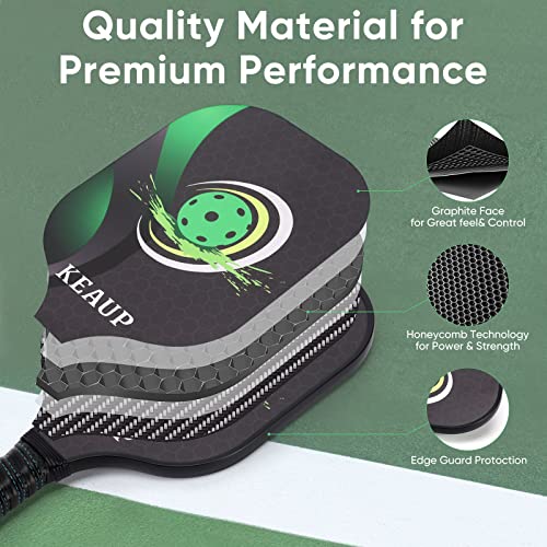Pickleball Paddles Set of 2 Fiberglass Pickle Ball Paddles, 3D Pickle Ball Rackets 2 Pack, 2 Indoor and 2 Outdoor Pickleball Balls,1 Pickleball Carrying Bag