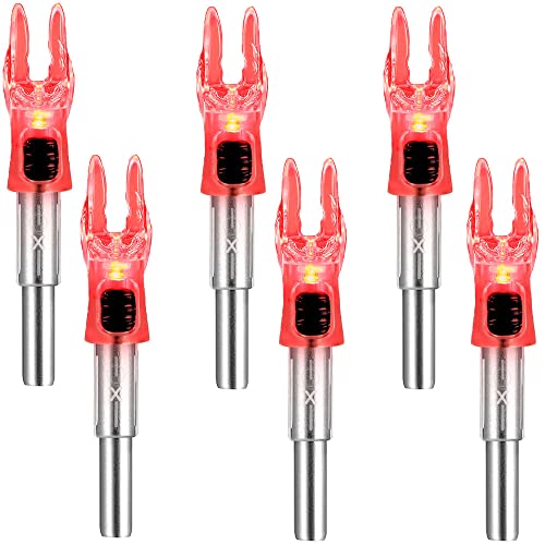 DEEPOWER X Lighted Archery Nocks for Arrows .204 Inside Diameter Lighted Arrow Nocks for 5.2mm Arrows Shafts with ON/Off Switch
