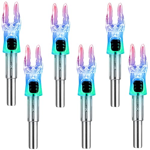 DEEPOWER X Lighted Archery Nocks for Arrows .204 Inside Diameter Lighted Arrow Nocks for 5.2mm Arrows Shafts with ON/Off Switch