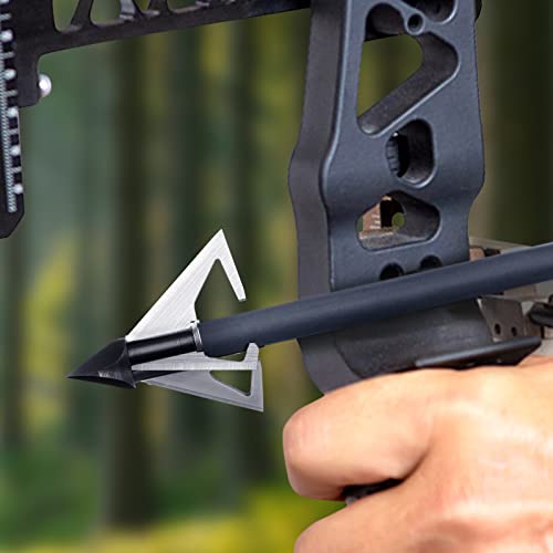 DEEPOWER Archery Broadheads 100 125 Grain 3 Blades Hunting Arrow Heads Arrow Tips Compatible with Crossbow and Compound Bow 1+1/2 inch Cut