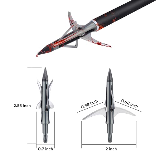 DEEPOWER 4-Blade Hybrid Mechanical Broadhead 4 Pack Bowhunting 100 Grain 2" Cutting Diameter