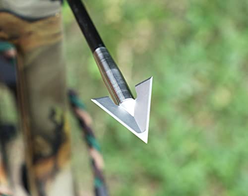 DEEPOWER Broadheads 100 125 Grain 6 Pack Solid 3 Blades, Fixed Archery Broadheads for Compound Bows and Tradtional Bows