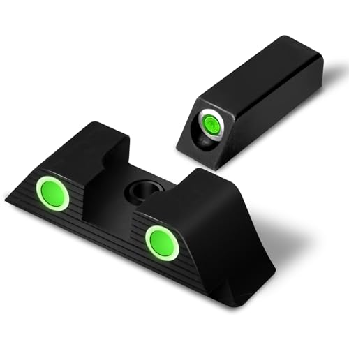 Tritium Handgun Sight | High-Visible Front & Rear Night Sights with Daylight White Dots & Low-Light Tritium Dots, Compatible with Glock Handguns with Assembly Tool