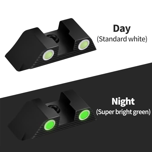 Tritium Handgun Sight | High-Visible Front & Rear Night Sights with Daylight White Dots & Low-Light Tritium Dots, Compatible with Glock Handguns with Assembly Tool