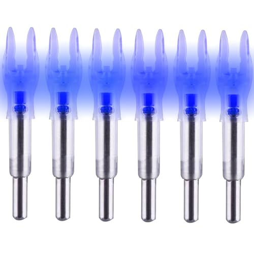 DEEPOWER Lighted Nocks X/5.2mm 6 PCS LED Arrow Nock Universal for Arrows with .204 .233 .244 .246 Inside Diameter, Screwdriver Included