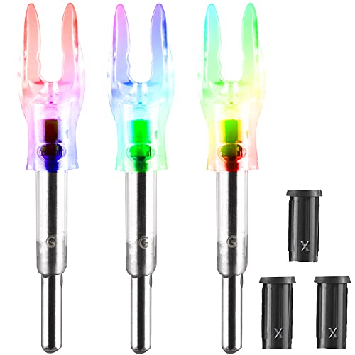 DEEPOWER G/4.2mm Lighted Nocks for Arrows with .165".204" Inside Diameter 3PCS with X Bushings,Screwdriver Included