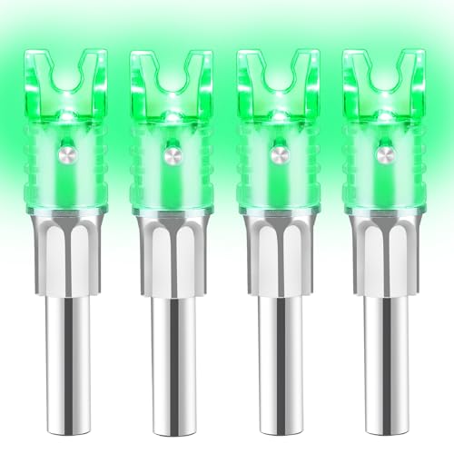 DEEPOWER Lighted Nocks for Crossbow Bolts 4 PCS Easy Pull Up/Down Switch High-Visibility LED Hutting Arrow Nocks Fits .300"/7.62mm Inside Diameter for Archery Hunting