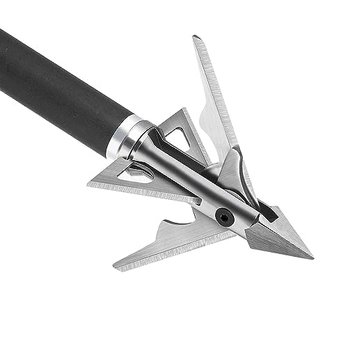 KEAUP 4-Blade Hunting Hybrid Broadhead 4 Pack 100/125 Grain Archery Mechanical Broadhead for Compound Bows and Crossbows