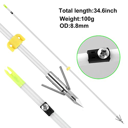 Bowfishing Arrows 6 Pack with Broadheads and Safty Slides 32 inches Archery Fiberglass for Compound Bow Recurve Bow Fishing Hunting