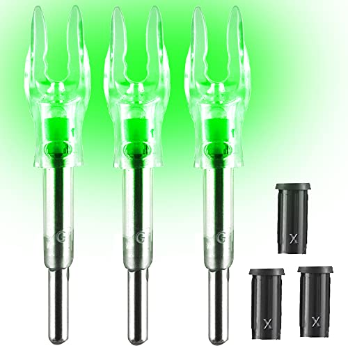 DEEPOWER G/4.2mm Lighted Nocks for Arrows with .165".204" Inside Diameter 3PCS with X Bushings,Screwdriver Included