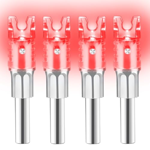 DEEPOWER Lighted Nocks for Crossbow Bolts 4 PCS Easy Pull Up/Down Switch High-Visibility LED Hutting Arrow Nocks Fits .300"/7.62mm Inside Diameter for Archery Hunting