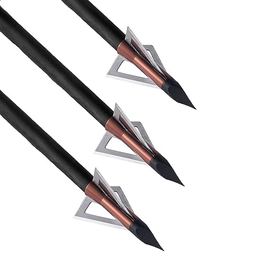 KEAUP 6-Pack 3 Blade Broadheads Archery Broadheads 100 Grain .020" Stainless Steel Fixed Hunting Broadheads for Crossbow and Compound Bow