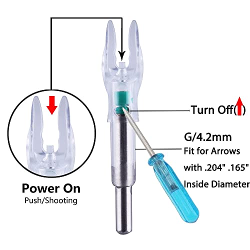 DEEPOWER G/4.2mm Lighted Nocks for Arrows with .165".204" Inside Diameter 3PCS with X Bushings,Screwdriver Included