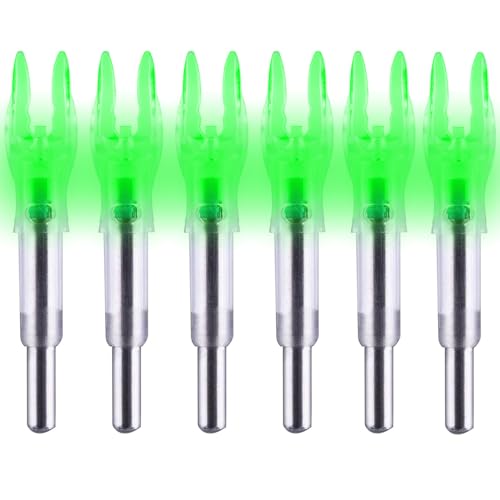 DEEPOWER Lighted Nocks X/5.2mm 6 PCS LED Arrow Nock Universal for Arrows with .204 .233 .244 .246 Inside Diameter, Screwdriver Included