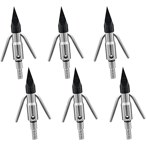 Ellen Archery 6PCS Bowfishing Broadhead Fishing Arrow Tips 225 Grain for Compound Bow, Crossbow and Recurve Bow