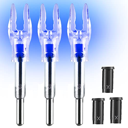 DEEPOWER G/4.2mm Lighted Nocks for Arrows with .165".204" Inside Diameter 3PCS with X Bushings,Screwdriver Included