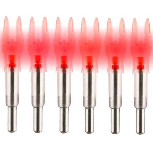 DEEPOWER Lighted Nocks X/5.2mm 6 PCS LED Arrow Nock Universal for Arrows with .204 .233 .244 .246 Inside Diameter, Screwdriver Included