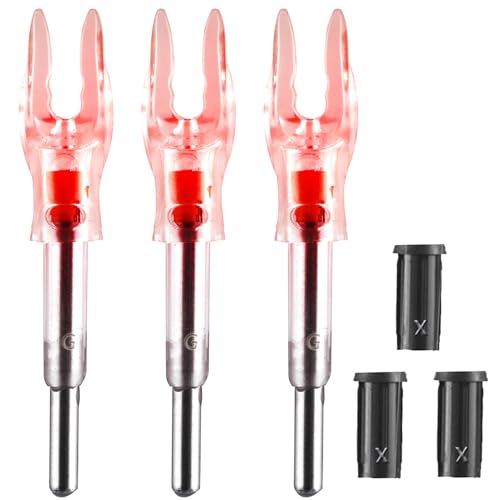 DEEPOWER G/4.2mm Lighted Nocks for Arrows with .165".204" Inside Diameter 3PCS with X Bushings,Screwdriver Included