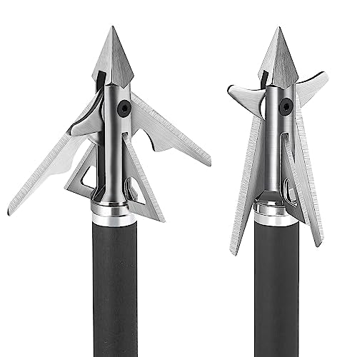 KEAUP 4-Blade Hunting Hybrid Broadhead 4 Pack 100/125 Grain Archery Mechanical Broadhead for Compound Bows and Crossbows