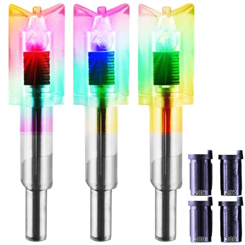 KEAUP Lighted Nocks for Crossbow Bolts - 3 Pack with .285”/.297”/.300”/.305” Bushings LED Nocks Arrow nocks for Archery Hunting