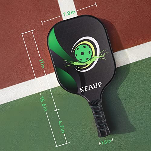 Pickleball Paddles Set of 2 Fiberglass Pickle Ball Paddles, 3D Pickle Ball Rackets 2 Pack, 2 Indoor and 2 Outdoor Pickleball Balls,1 Pickleball Carrying Bag