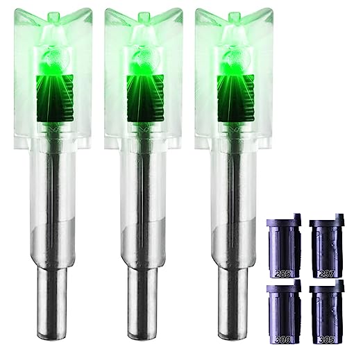 KEAUP Lighted Nocks for Crossbow Bolts - 3 Pack with .285”/.297”/.300”/.305” Bushings LED Nocks Arrow nocks for Archery Hunting