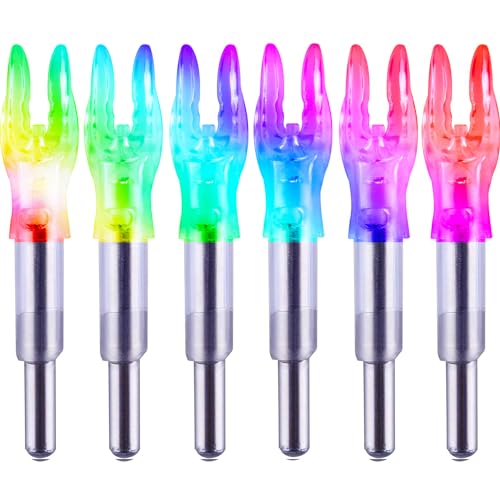 DEEPOWER Lighted Nocks X/5.2mm 6 PCS LED Arrow Nock Universal for Arrows with .204 .233 .244 .246 Inside Diameter, Screwdriver Included