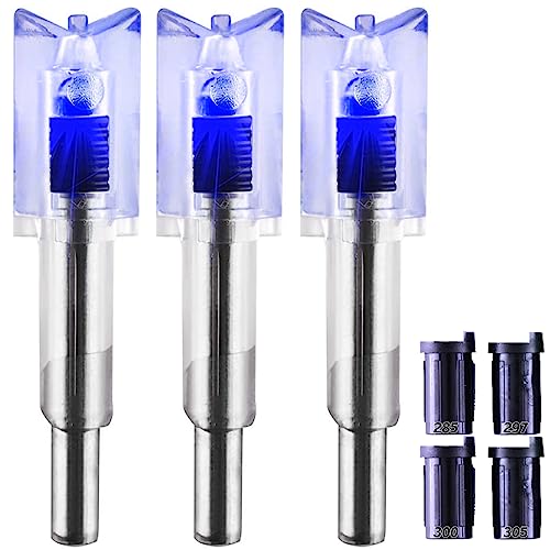 KEAUP Lighted Nocks for Crossbow Bolts - 3 Pack with .285”/.297”/.300”/.305” Bushings LED Nocks Arrow nocks for Archery Hunting