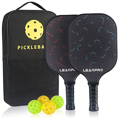 Pickleball Paddles Set of 2 Rackets with 4 Balls and 1 Pickleball Bag Pickle Ball Rackets for Women & Men with Grip Tape Pickleball Set Racquet Lightweight