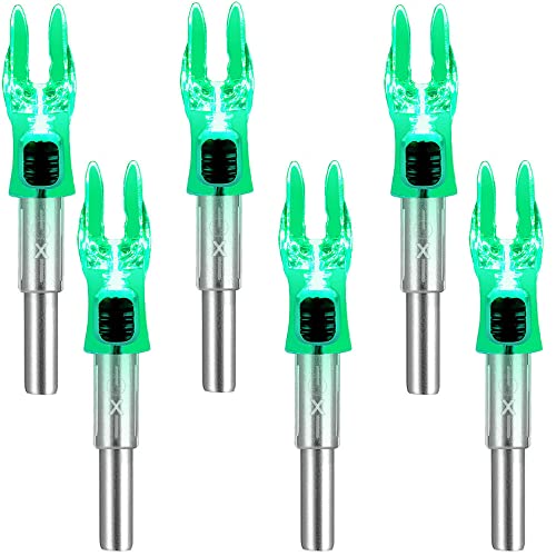 DEEPOWER X Lighted Archery Nocks for Arrows .204 Inside Diameter Lighted Arrow Nocks for 5.2mm Arrows Shafts with ON/Off Switch