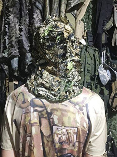 Camouflage Hunting Cap, Camo Hunting Leafy Hat with Full 3D Face Mask Hood Technology