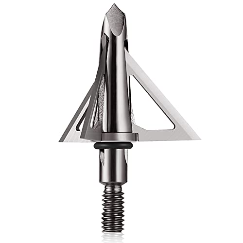 DEEPOWER Broadheads 100 Grain Fixed Blade 4-Pack Archery Crossbow Broadheads 1+1/4 Inch Cut Diameter Carbon Steel Ferrule