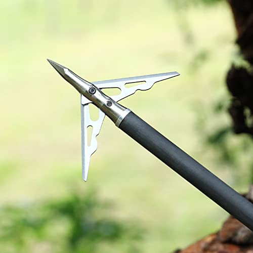 6 Pack Mechanical Broadhead 125 100 Grain, 2 Blade Broadhead, Hunting Broadhead, 2" Cutting Archery Broadhead Reusable for Compound Bow Hunting