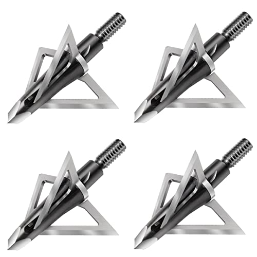 DEEPOWER 3Blade Fixed Broadhead 4Pack 100 Grain 1 1/4" Cut DEEPOWER