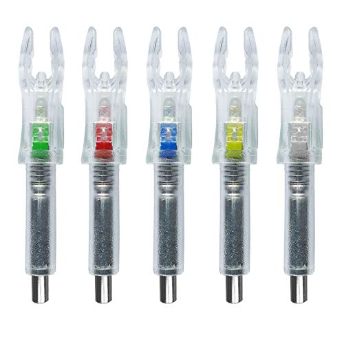 6PCS-Lighted Archery Nocks for Arrows with 4.2mm/.165 Inside Diameter, Including Adapter Sleeves (bushings), Universal Fit G, X, S