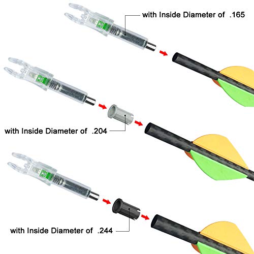 6PCS-Lighted Archery Nocks for Arrows with 4.2mm/.165 Inside Diameter, Including Adapter Sleeves (bushings), Universal Fit G, X, S