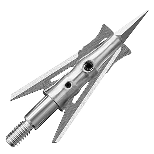 6 Pack Mechanical Broadhead 125 100 Grain, 2 Blade Broadhead, Hunting Broadhead, 2" Cutting Archery Broadhead Reusable for Compound Bow Hunting