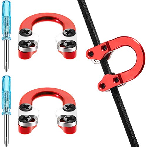 2 Sets Archery D Loop Compound Bow Metal U Nock D Ring Buckle Release Nocking Loop with Screwdrivers for Hunting Installation Accessories