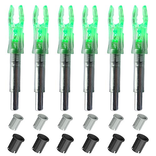 DEEPOWER Lighted Nocks for Arrows with 4.2mm/.165 Inside Diameter, Including Adapter Sleeves (bushings), Universal Fit G, X, S